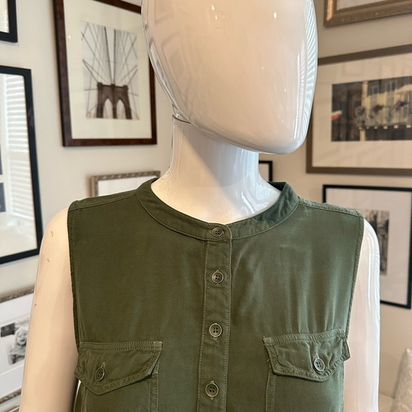Splendid Army Green Sleeveless Button up Front Dress - Picture 2 of 5